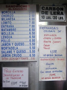 el gauchito wall menu