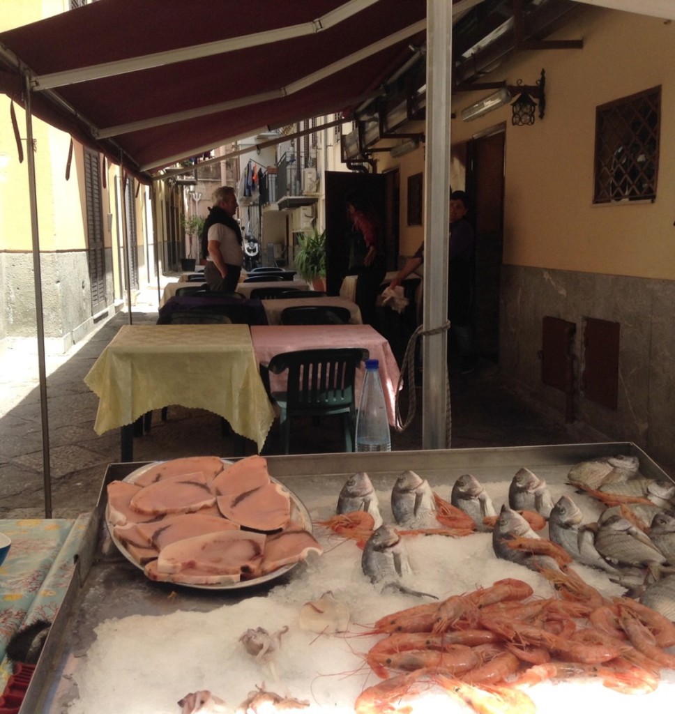 The scene that greets you when you arrive at Trattoria da Salvo.
